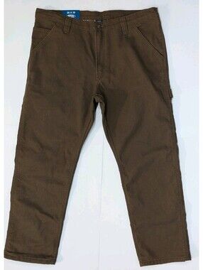 Rugged Wear Flannel Lined Carpenter Pants Brown Workwear Utility 38x30 New NWT
